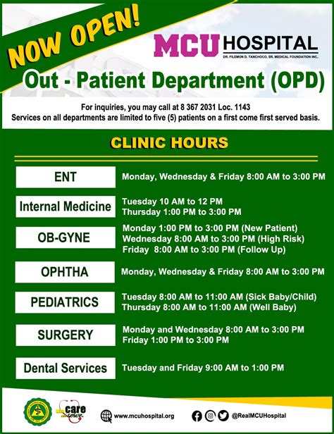 mcu hospital doctors clinic contact number